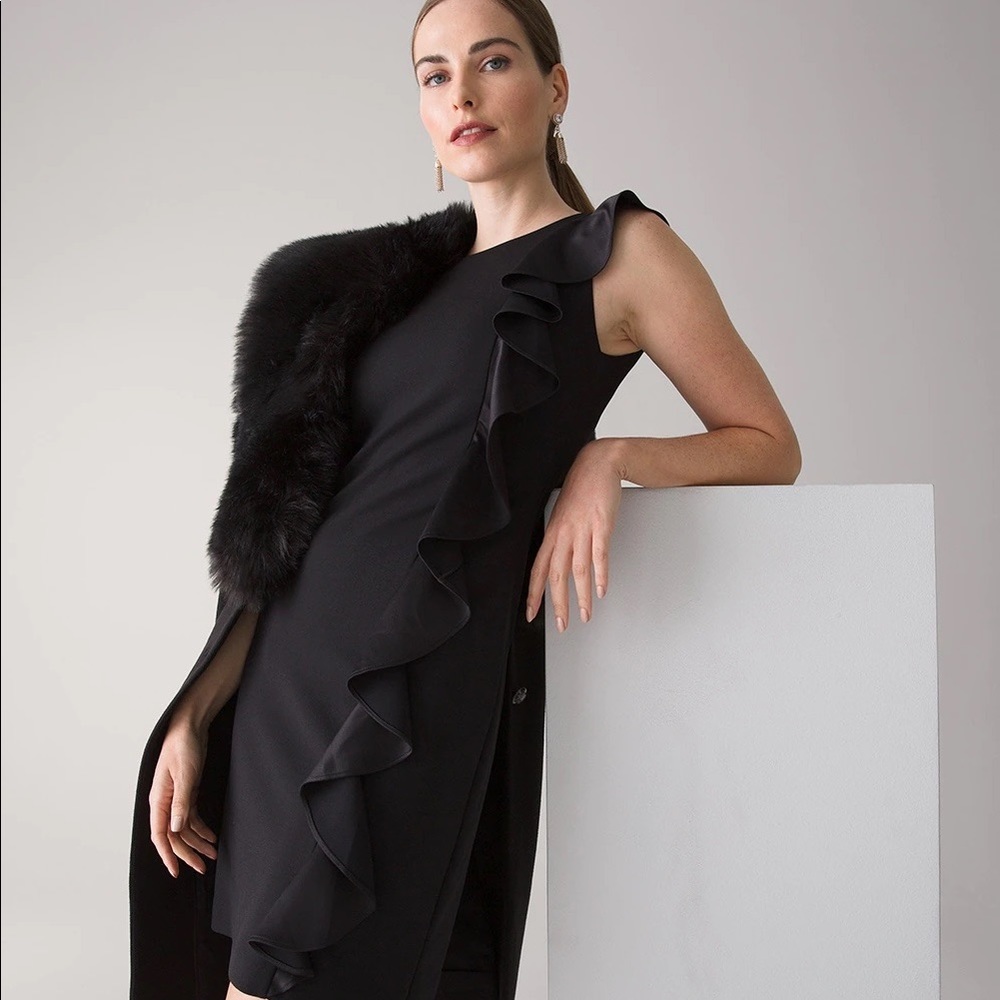 White House Black Market Shift Ruffle Dress Size 2 - Picture 1 of 10